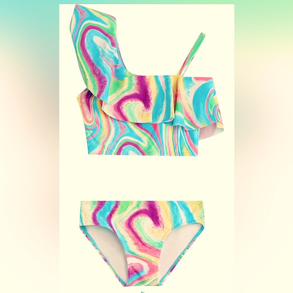 🚘Kanu Surf Girls Avery Upf 50Beach Sport One Shoulder Tankini very cute suit